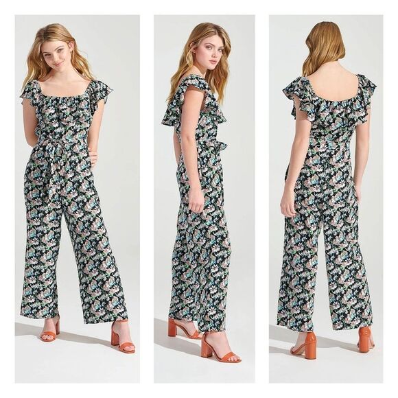 Sam Edelman | NWOT Ruffled Flutter Sleeve Floral Garden Jumpsuit | 2 - Picture 2 of 15